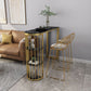 Glam Marble Pub Table with Specialty Table Top Gold Double Pedestal Table - 42" H Clearhalo 'Bar Furniture' 'Bar Tables' 'bar_tables' 'furn' 'furn_bar_tables' 'Furniture' 'furniture_bar_tables' 'Kitchen & Dining Furniture' 1200x1200_7f0cb1df-9216-4eba-9344-899f9dfc5d9a