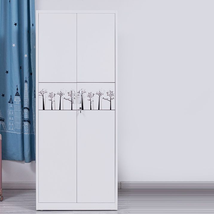 Contemporary Two Doors Wardrobe Armoire Steel Wardrobe Closet Clearhalo 'Armoires & Wardrobes' 'armoires_wardrobes' 'Bedroom Furniture' 'furn' 'furn_armoires_wardrobes' 'Furniture' 1200x1200_7f0d4e2d-066e-4746-a064-8f0233b9afad