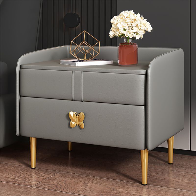 Mesa de noche moderna del gabinete de la cama y de cuero falso, 20 "L x 16" W x 20 "H