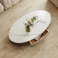 Mesa de café de pizarra ovalada de tambor de 13.7 "de altura con cajón para sala de estar
