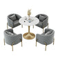 Glam Style Dinette Set 1/2/4/5 Pcs Round Stone Dinette Table with Dining Chair Clearhalo 'Dining Room Sets' 'Dining Tables & Seating' 'dining_room_set' 'furn' 'furn_dining_room_set' 'Furniture' 'Kitchen & Dining Furniture' 1200x1200_7f11063b-4df5-4b9b-8415-bc71dcdf5558