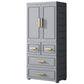 Plastic Wardrobe Cabinet with Drawer Modern Hinged Wardrobe Closet