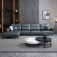 34.64 "H Blue Faux Leather Square Arm Sofa & Chaise for Living Room