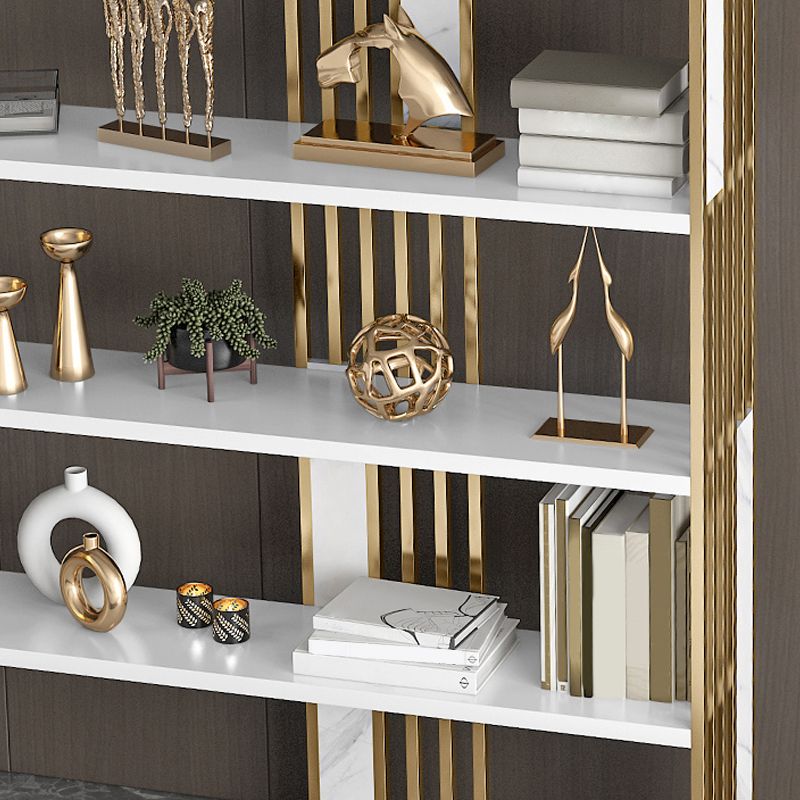 12 "W Open opslag boekenkast goud metalen frame boekenplank met planken