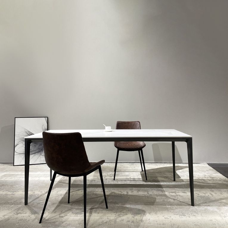 Stone Top Dining Table Rectangle Contemporary Table with 4 Legs in Black Clearhalo 'Dining Tables & Seating' 'Dining Tables' 'dining_table' 'furn' 'furn_dining_table' 'Furniture' 'furniture_dining_table' 'Kitchen & Dining Furniture' 'kitchen' 'kitchen_dining_table' 1200x1200_7f1250c1-508c-4d5f-9da4-5441c6d40b7a