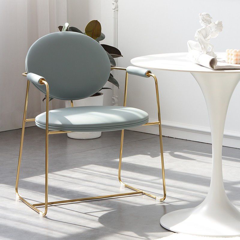 Glam Arm Chair Leather Open Back Dining Chair for Dining Room Clearhalo 'Dining Chairs' 'Dining Tables & Seating' 'dining_chair' 'furn' 'furn_dining_chair' 'Furniture' 'Kitchen & Dining Furniture' 1200x1200_7f129ef4-676d-4f64-9b5b-a79b53bb2f1c