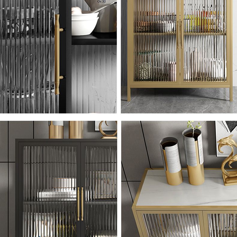 Armadio di sideboard di pietra sinterizzata di lussuoso stoccaggio con porte di vetro