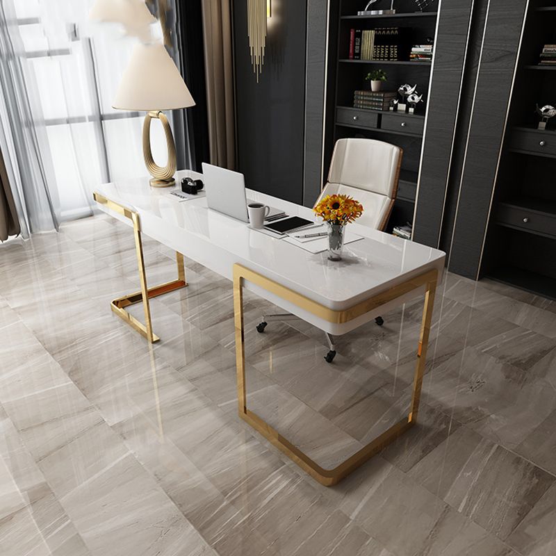 Wooden Home Office Writing Desk Glam Style 1-drawer Office Desk with Sled Base Clearhalo 'furn' 'furn_office_desk' 'Furniture' 'furniture_office_desk' 'Office Desks' 'Office Furniture' 'office_desk' 1200x1200_7f14faa5-256b-442a-8773-6a20c219f36e