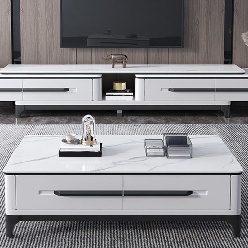 Slate Rectangular Coffee Table with 4 Storage Drawers and 4 Legs Clearhalo 'Coffee & Accent Tables' 'Coffee Tables' 'coffee_tables' 'furn' 'furn_coffee_tables' 'Furniture' 'Living Room Furniture' 1200x1200_7f16d81c-bc4c-4a99-aabf-bb8a16b05edd