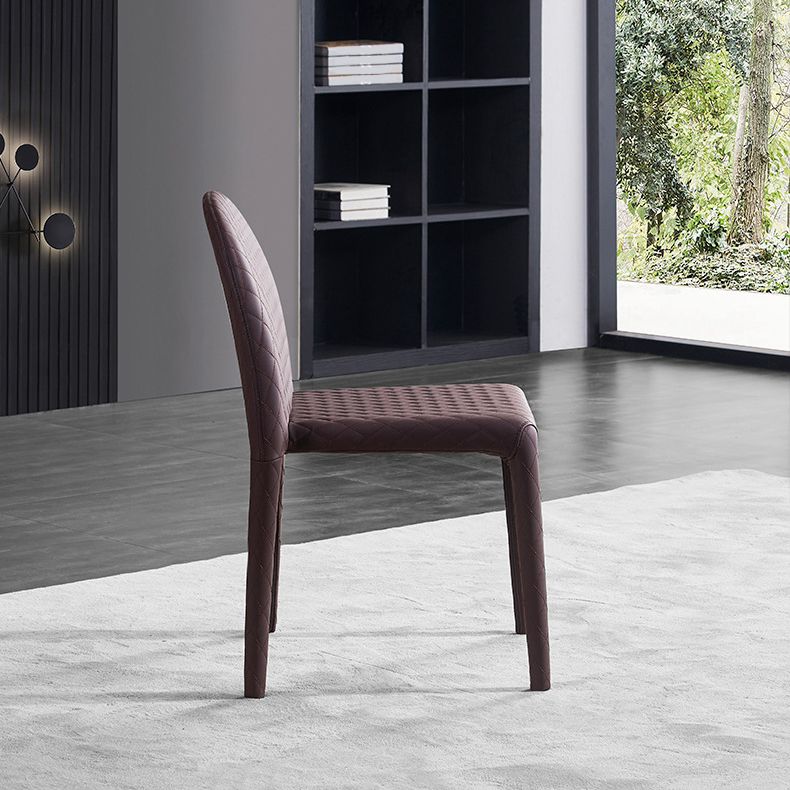 Minimalistischer fester Rücken ohne Armlosen Esstuhl Leder -Essstuhl für Zuhause