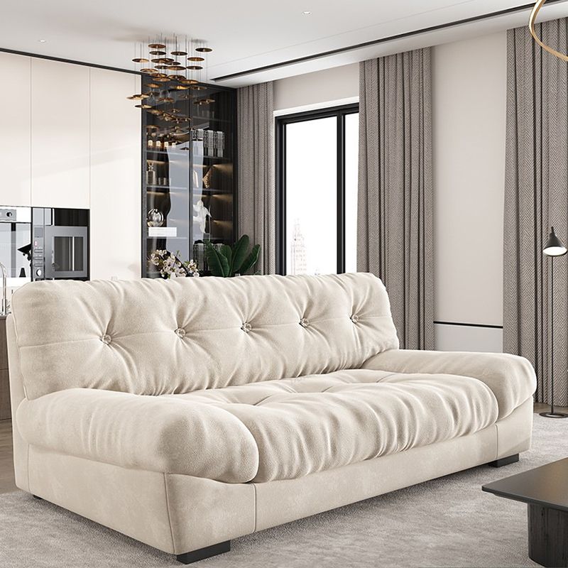 34.65" H Genuine Leather Armless Sofa with Tufted Back Down Fill Cushions Sofa Clearhalo 'furn' 'furn_sofas' 'Furniture' 'furniture_sofas' 'Living Room Furniture' 'Sofa' 'sofas' 1200x1200_7f18ed08-a6e8-47ef-973c-9fa4818a45fd