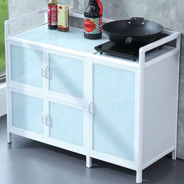 Modern Kitchen Metal Buffet/Console Cabinets Doors Dining Server in White Clearhalo 'buffet_sideboard' 'Buffets & Sideboards' 'furn' 'furn_buffet_sideboard' 'Furniture' 'Kitchen & Dining Furniture' 1200x1200_7f194df7-6655-4ca5-b936-4eb422c7755e