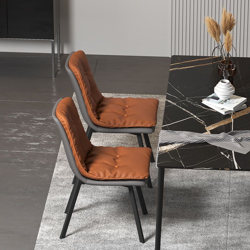 Industrial Style Faux Leather Dining Chairs Armless Solid Back Chair Clearhalo ' kitchen&dining_furn' 'Dining Chairs' 'Dining Tables & Seating' 'dining_chair' 'furn' 'furn_dining_chair' 'Furniture' 'furniture_dining_chair' 'Kitchen & Dining Furniture' 'kitchen' 1200x1200_7f19a182-4315-4bd2-8c80-aa1b2a812b04
