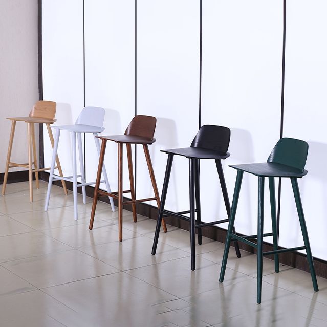 Indoor Oak Solid Wood Bar Stool Modern Armless Low Back Stool