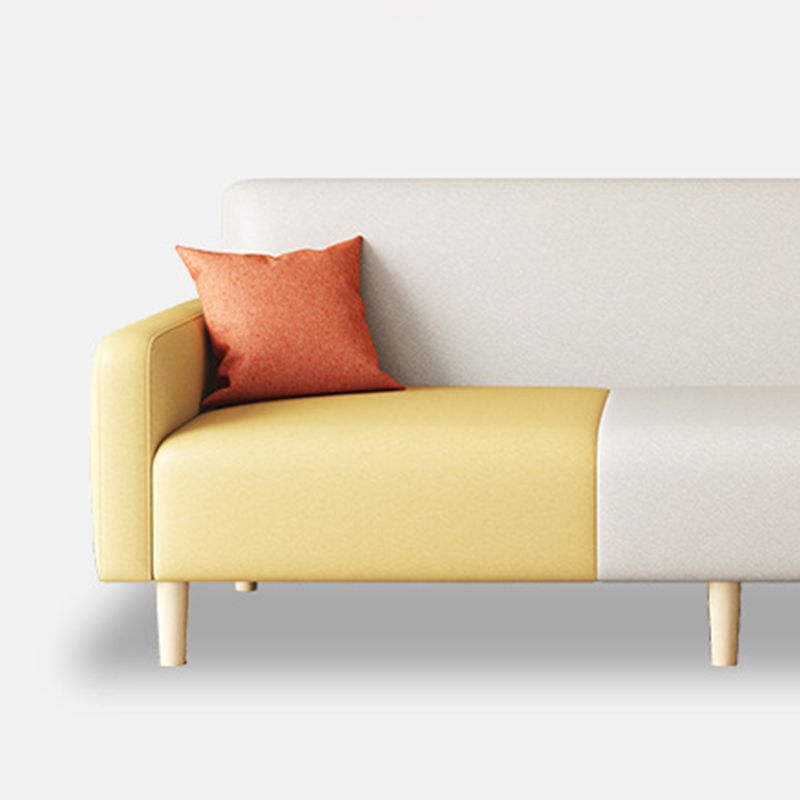 Contemporary Square Arm Sofa Couch Faux Leather/Linen Settee Couch Clearhalo 'furn' 'furn_sofas' 'Furniture' 'Living Room Furniture' 'Sofa' 'sofas' 1200x1200_7f1d0470-ebc2-4a18-ae29-bd850197339a