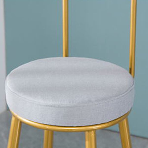 Glam Backrest Armless Counter Stool Iron Cafe Bar Stool with Pedal and Cushion