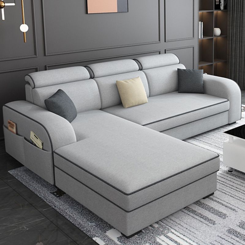 Contemporary Sofa Grey L-Shape High Back Square Arm Sectional with Storage Clearhalo 'furn' 'furn_sectionals' 'Furniture' 'furniture_sectionals' 'Living Room Furniture' 'Sectionals' 1200x1200_7f1de135-e305-489f-bde0-9d3cf6107bf5