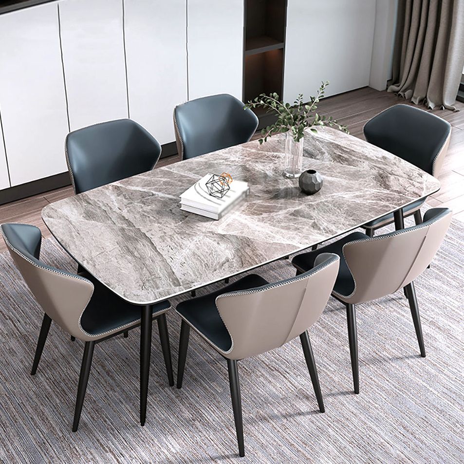 Contemporary Sintered Stone Dining Room Set Fixed Dining Set with Rectangle Table for Restaurant Clearhalo 'Dining Room Sets' 'Dining Tables & Seating' 'dining_room_set' 'furn' 'furn_dining_room_set' 'Furniture' 'furniture_dining_room_set' 'Kitchen & Dining Furniture' 'kitchen&dining_furn' 'kitchen' 1200x1200_7f1dec49-000d-46f2-9673-069596133471