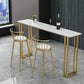 Glam Wood Pub Table with Rectangle Table Top Gold Sled Table - 41.3" H Clearhalo 'Bar Furniture' 'Bar Tables' 'bar_tables' 'furn' 'furn_bar_tables' 'Furniture' 'furniture_bar_tables' 'Kitchen & Dining Furniture' 1200x1200_7f1e4fc4-804b-4c95-b202-1e390794683a