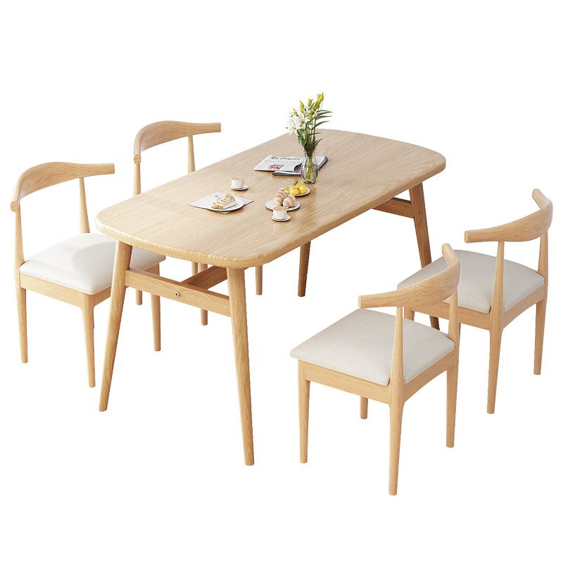 Contemporary Solid Wood Rectangle Shape Dining Furniture 4 Wood Legs Table for Kitchen Clearhalo 'Dining Room Sets' 'Dining Tables & Seating' 'dining_room_set' 'furn' 'furn_dining_room_set' 'Furniture' 'furniture_dining_room_set' 'Kitchen & Dining Furniture' 'kitchen&dining_furn' 'kitchen' 1200x1200_7f1f7830-df62-4e35-afec-3b076b1471d3