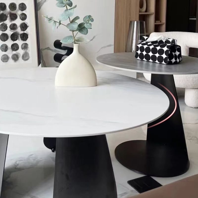 2-Piece Slate Round Coffee Table Set Modern White Simple Cocktail Table Clearhalo 'Coffee & Accent Tables' 'Coffee Tables' 'coffee_tables' 'furn' 'furn_coffee_tables' 'Furniture' 'Living Room Furniture' 1200x1200_7f2108f1-a6fd-49d0-a22c-d6f5758a1145