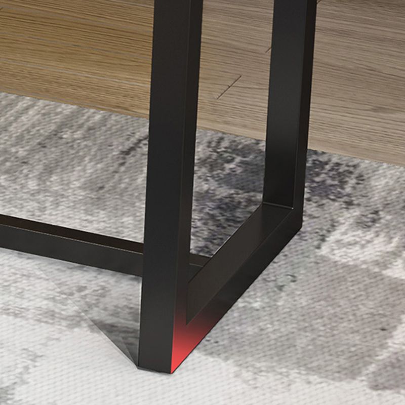 Scrivania rettangolare industriale scrivania in legno massello con base di cavalletto