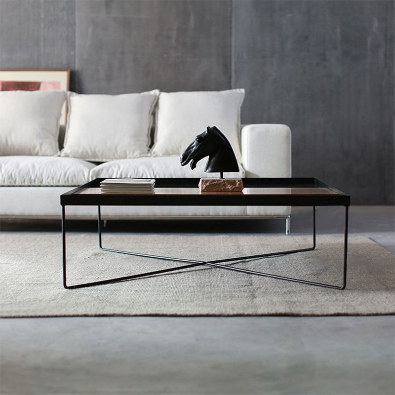 Rectangular/square Cross Table Base Metal Mid-century Modern Style Coffee Table