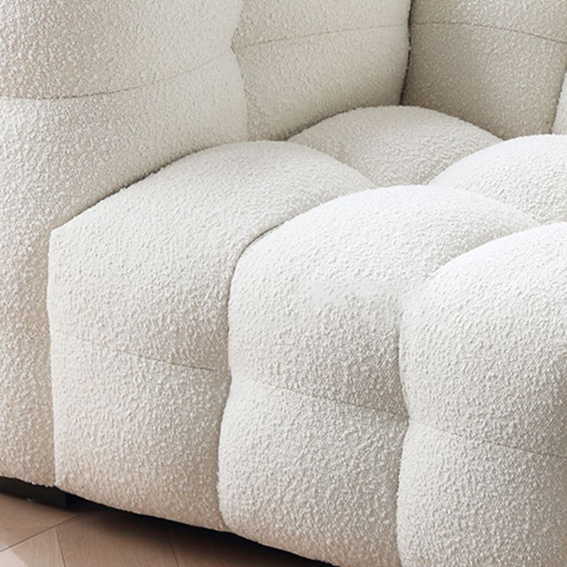 Tuxedo Arm Sofa Sewn Pillow Back Modern Seating in White for Apartment