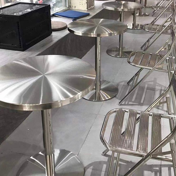 Industrial Style Furniture Stainless Steel Dining Site Table with Pedestal Base Clearhalo ' dining_table' 'Dining Tables & Seating' 'Dining Tables' 'furn' 'furn_dining_table' 'Furniture' 'furniture_dining_table' 'Kitchen & Dining Furniture' 'kitchen&dining_furn' 'kitchen' 'kitchen_dining_table' 1200x1200_7f241109-27a9-4e06-af97-8823309b3e06