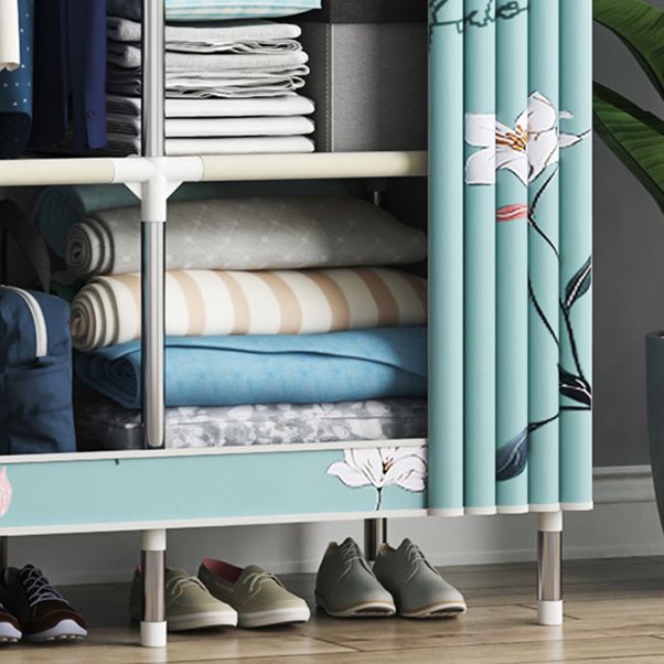 Steel Frame Wardrobe Cabinet Contemporary Style Armoire with Shelves Clearhalo 'Armoires & Wardrobes' 'armoires_wardrobes' 'Bedroom Furniture' 'furn' 'furn_armoires_wardrobes' 'Furniture' 1200x1200_7f245951-a757-4040-a040-dfc9ae6fd8b0