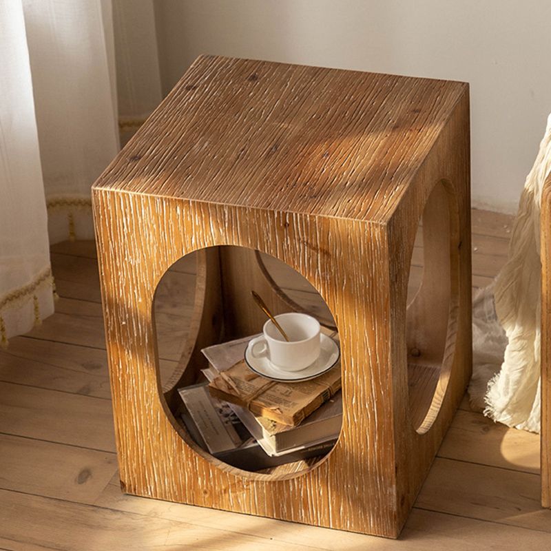 Rustic Square Wooden End Table Natural Drum Sofa Side Accent Table Clearhalo 'Coffee & Accent Tables' 'End & Side Tables' 'end_side_tables' 'furn' 'furn_end_side_tables' 'Furniture' 'Living Room Furniture' 1200x1200_7f24d28d-7626-4ec7-89d5-f9e0e60a2418