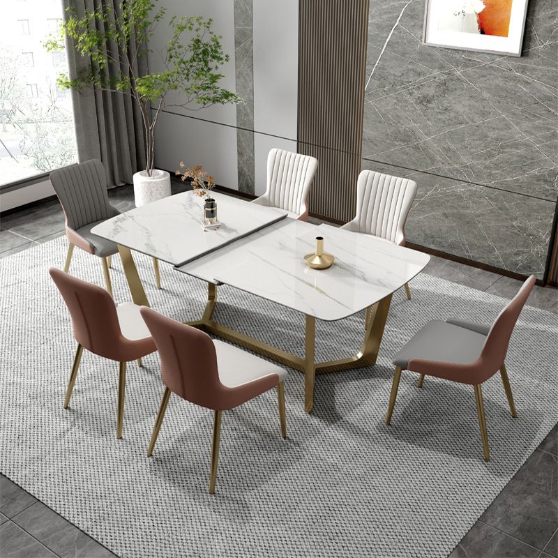 Glam 1/4/5/7 Pieces Scalable Dinette Set with Sintered Stone Rectangle Dining Table Set Clearhalo 'Dining Room Sets' 'Dining Tables & Seating' 'dining_room_set' 'furn' 'furn_dining_room_set' 'Furniture' 'furniture_dining_room_set' 'Kitchen & Dining Furniture' 1200x1200_7f267d39-d3d9-41be-9185-90bdb7c5fc6c