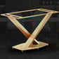 Mesa de comedor rectangular de piedra Glam, mesa con pedestal dorado para comedor