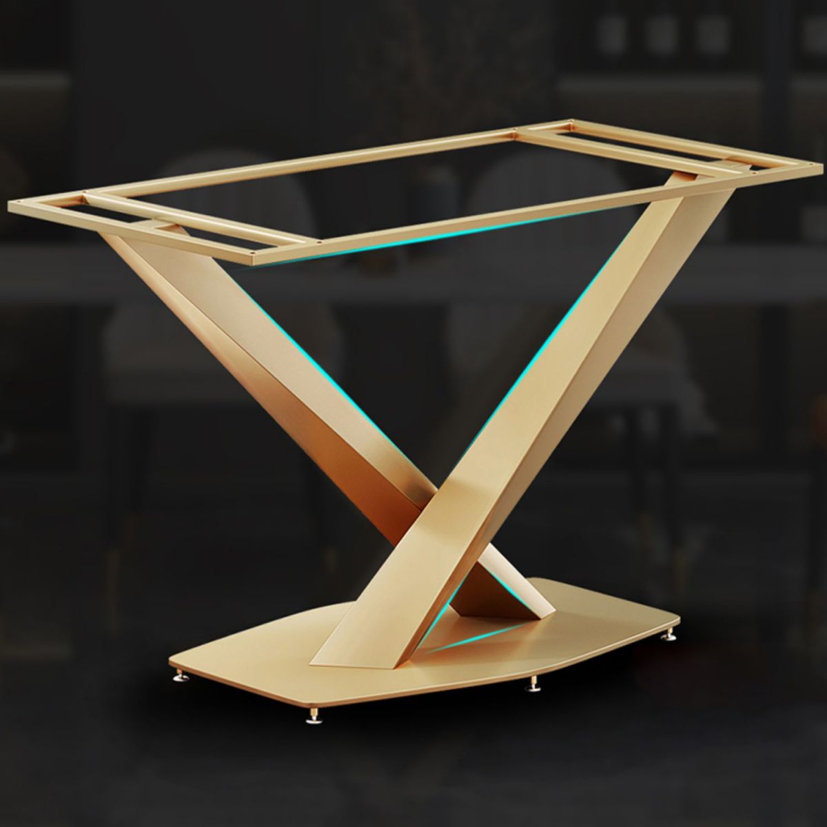 Mesa de comedor rectangular de piedra Glam, mesa con pedestal dorado para comedor