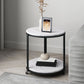 Modern 21.6" Tall Slate Round Side Table Metal Frame End Table with Shelf