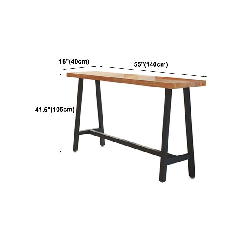 Modern Wood Bistro Bar Table with Rectangle Table Top Black Trestle Table - 42" H Clearhalo 'Bar Furniture' 'Bar Tables' 'bar_tables' 'furn' 'furn_bar_tables' 'Furniture' 'furniture_bar_tables' 'Kitchen & Dining Furniture' 1200x1200_7f2e0760-3126-41f7-a50b-99f17caae4ca