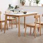 Mesa de comedor rectangular de piedra moderna con patas de madera para comedor