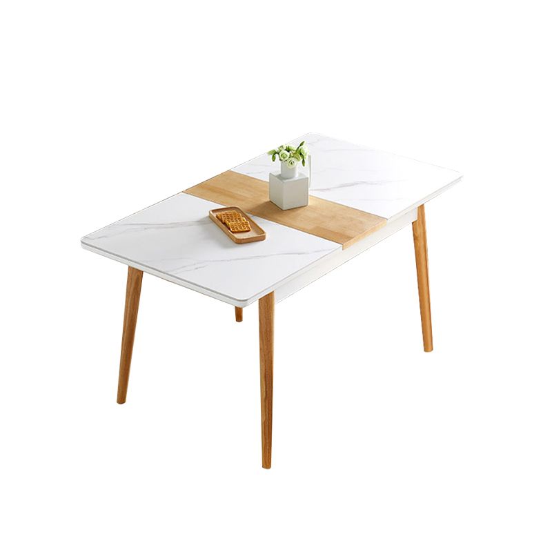 7 stuks moderne stijl witte top massief houtbasis dinerset voor thuis