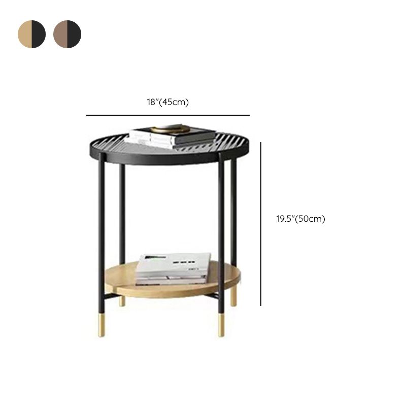Modern Oval / Round Glass Coffee Table Iron 4 Legs Cocktail Table with Shelf