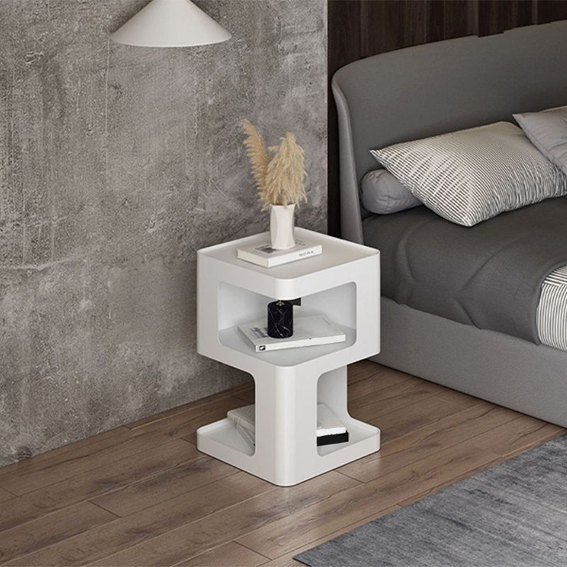 Metal Square End Table Modern 15.7" W Side Table with 2 - Shelf