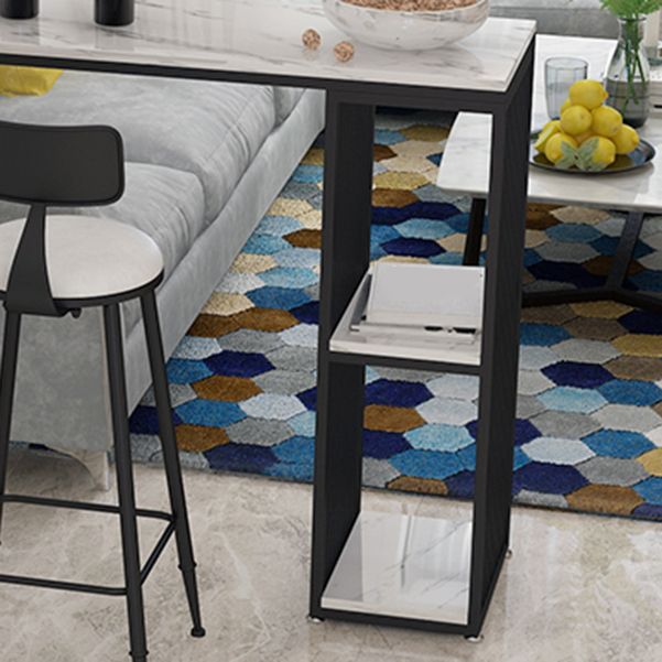 Stone Bar Dining Table Modern Bar Table with Double Pedestal for Living Room Dining Room Clearhalo 'Bar Furniture' 'Bar Tables' 'bar_tables' 'furn' 'furn_bar_tables' 'Furniture' 'furniture_bar_tables' 'Kitchen & Dining Furniture' 1200x1200_7f3495c2-6b23-4c1f-a567-363612a9aa5d