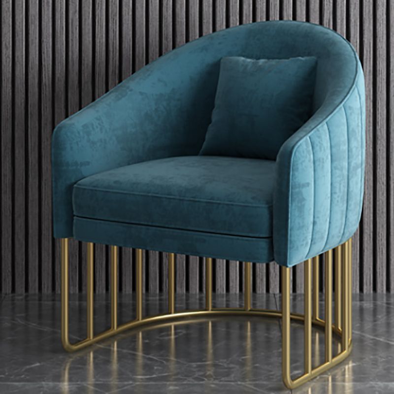 Velvet Arm Chair Sloped Arms Accent Chair with Basic Four Leg