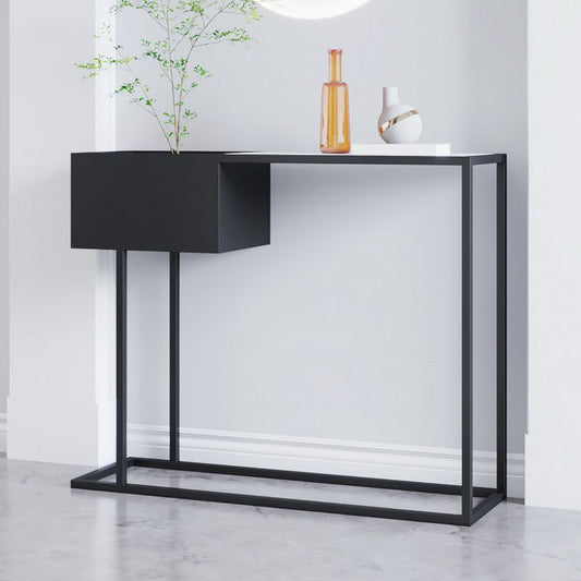 Contemporary Black Console Table Rectangle Console Sofa Table for Hall