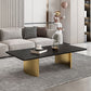 Glam 15.7" H Rectangle Slate Coffee Table Steel 2 Legs Cocktail Table