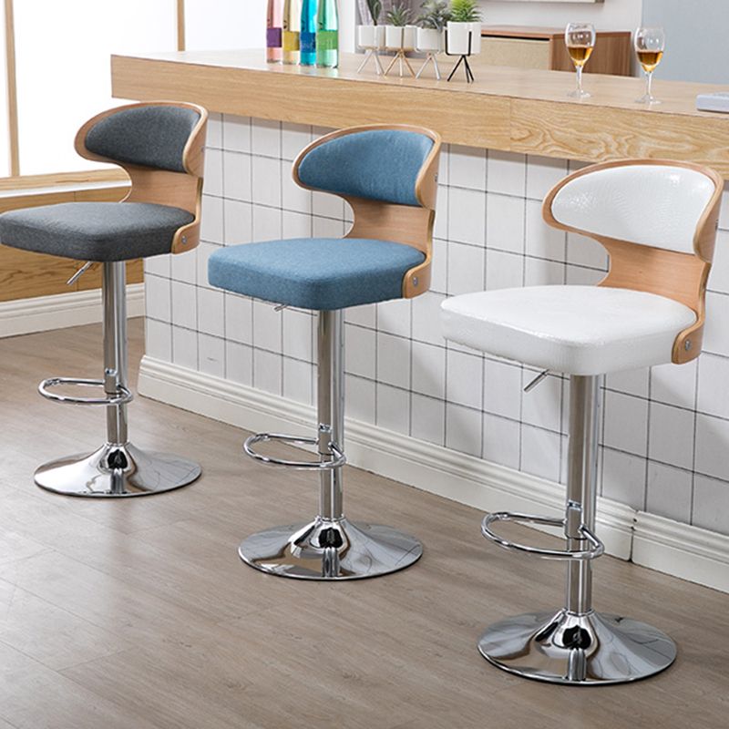 Modern Backrest Liftable Stool Steel Household Bar Stool with Cushion and Pedal Clearhalo 'Bar Furniture' 'Bar Stools' 'bar_stools' 'furn' 'furn_bar_stools' 'furniture_bar_stools' 'Kitchen & Dining Furniture' 'kitchen&dining_furn' 'kitchen' 'kitchen_furn' Furniture' 1200x1200_7f383de5-e7d9-4f77-af61-b62c7d339f16