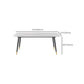 Contemporary Rectangular White Stone Dining Table with 4 Steel Foot
