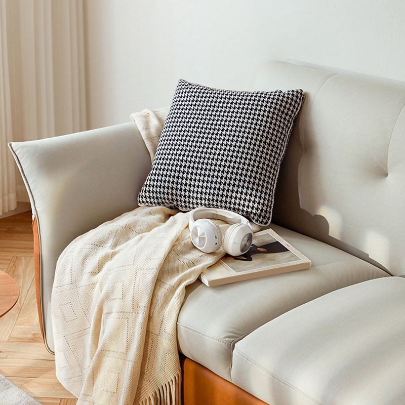 Cushions Flared Arm Seating Contemporary Sofa Faux Leather Stain Resistant