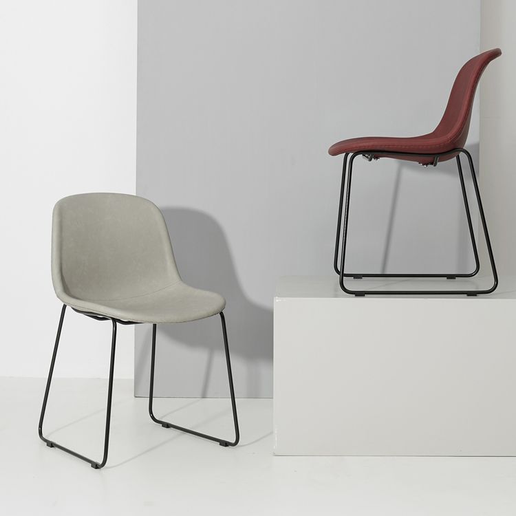 Modern Metal Dining Room Chairs PU Leather Dining Armless Chairs for Home Use Clearhalo ' kitchen&dining_furn' 'Dining Chairs' 'Dining Tables & Seating' 'dining_chair' 'furn' 'furn_dining_chair' 'Furniture' 'furniture_dining_chair' 'Kitchen & Dining Furniture' 'kitchen' 1200x1200_7f3ac999-dfb1-45b5-bc28-393791bb748f