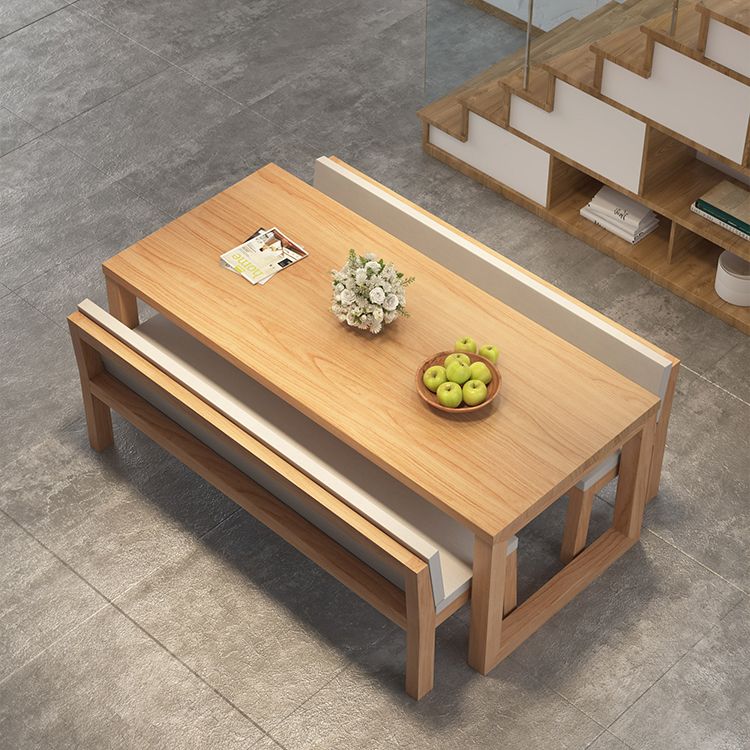 Dinettetafel in Simplicity-stijl Rechthoek massief houten eettafel in naturel