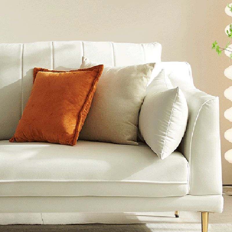 Contemporary Faux Leather Couch Square Arm Sofa with 2 Pillows Clearhalo 'furn' 'furn_sofas' 'Furniture' 'furniture_sofas' 'Living Room Furniture' 'Sofa' 'sofas' 1200x1200_7f3c0aca-b427-4ba1-a533-993af4708688